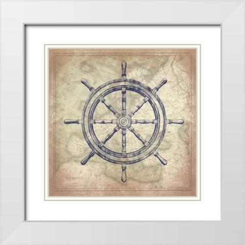 Coastal Map White Modern Wood Framed Art Print with Double Matting by Grey, Jace