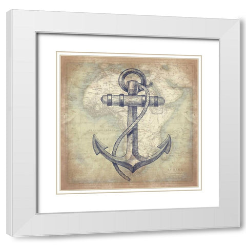 Coastal Map Mate White Modern Wood Framed Art Print with Double Matting by Grey, Jace