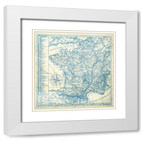 Frankreich Blue White Modern Wood Framed Art Print with Double Matting by Grey, Jace