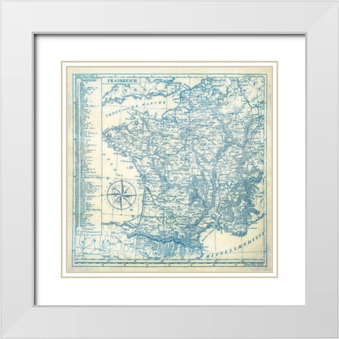 Frankreich Blue White Modern Wood Framed Art Print with Double Matting by Grey, Jace