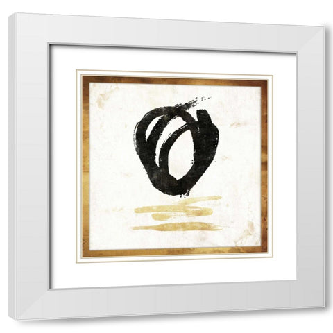 Gold Abstract White Modern Wood Framed Art Print with Double Matting by Grey, Jace