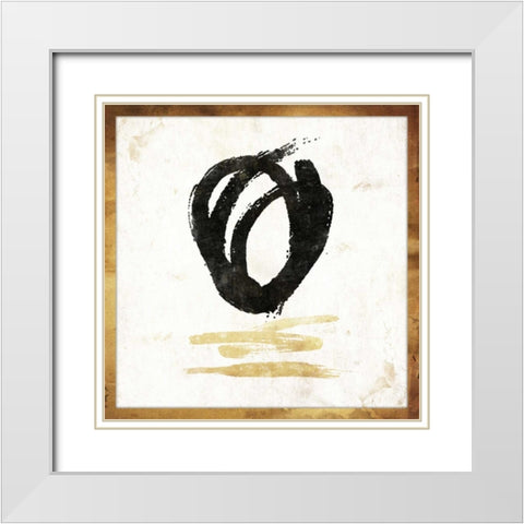 Gold Abstract White Modern Wood Framed Art Print with Double Matting by Grey, Jace