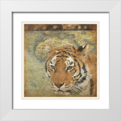 Tiger travel White Modern Wood Framed Art Print with Double Matting by Grey, Jace