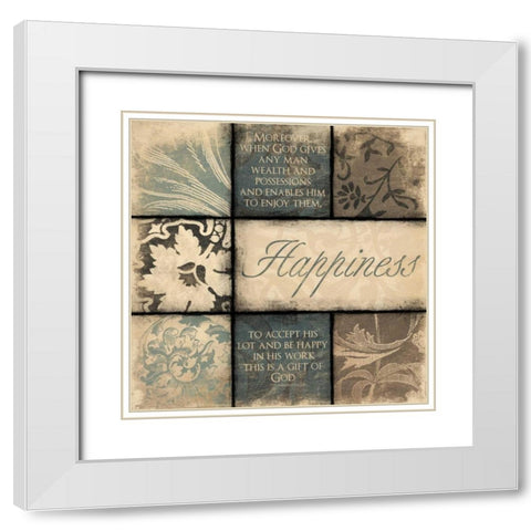 Happiness White Modern Wood Framed Art Print with Double Matting by Grey, Jace