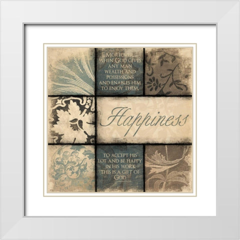 Happiness White Modern Wood Framed Art Print with Double Matting by Grey, Jace