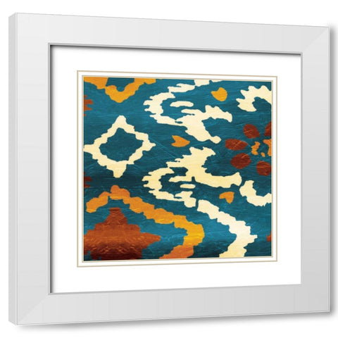 Ikat Pattern Mate White Modern Wood Framed Art Print with Double Matting by Grey, Jace