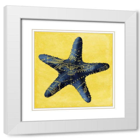 Map Starfish Y Indigo White Modern Wood Framed Art Print with Double Matting by Grey, Jace