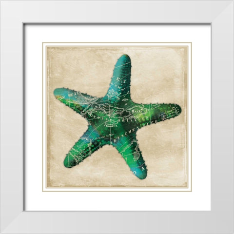 Map Starfish White Modern Wood Framed Art Print with Double Matting by Grey, Jace