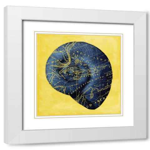Map Shell 2 Y Indigo White Modern Wood Framed Art Print with Double Matting by Grey, Jace