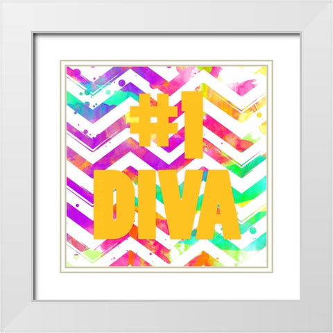 Diva Chevron White Modern Wood Framed Art Print with Double Matting by Grey, Jace