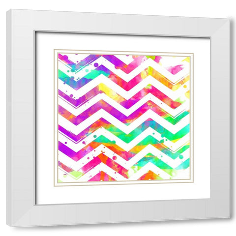 Rainbow Chevron White Modern Wood Framed Art Print with Double Matting by Grey, Jace