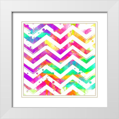 Rainbow Chevron White Modern Wood Framed Art Print with Double Matting by Grey, Jace