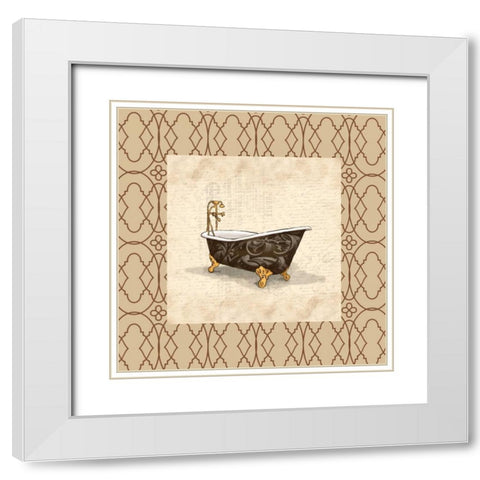 Brown Bath Border White Modern Wood Framed Art Print with Double Matting by Grey, Jace