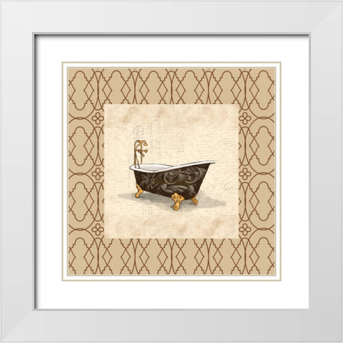 Brown Bath Border White Modern Wood Framed Art Print with Double Matting by Grey, Jace