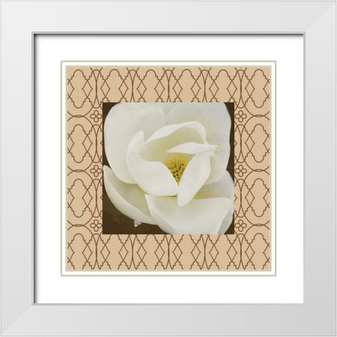Brown floral border White Modern Wood Framed Art Print with Double Matting by Grey, Jace