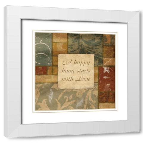 Happy home White Modern Wood Framed Art Print with Double Matting by Grey, Jace