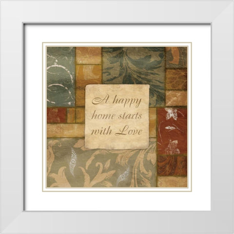 Happy home White Modern Wood Framed Art Print with Double Matting by Grey, Jace