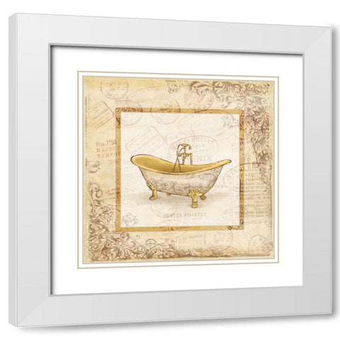 Postal vintage bath White Modern Wood Framed Art Print with Double Matting by Grey, Jace