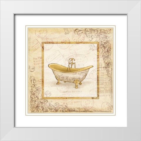 Postal vintage bath White Modern Wood Framed Art Print with Double Matting by Grey, Jace