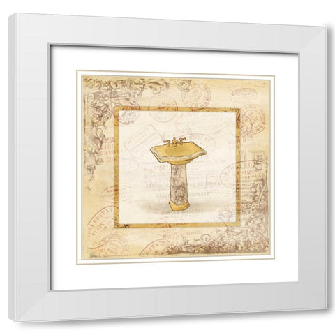 Postal vintage sink White Modern Wood Framed Art Print with Double Matting by Grey, Jace