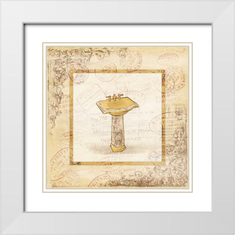 Postal vintage sink White Modern Wood Framed Art Print with Double Matting by Grey, Jace