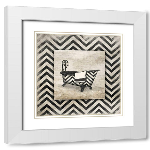 Black White Geo Bath White Modern Wood Framed Art Print with Double Matting by Grey, Jace