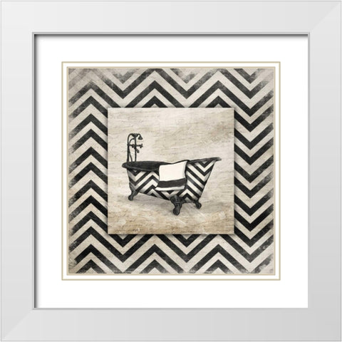 Black White Geo Bath White Modern Wood Framed Art Print with Double Matting by Grey, Jace