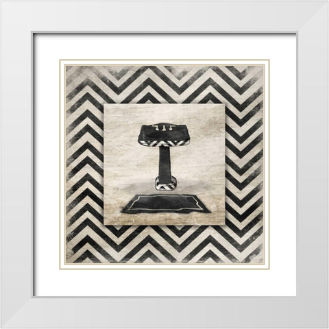 Black White Geo Sink White Modern Wood Framed Art Print with Double Matting by Grey, Jace