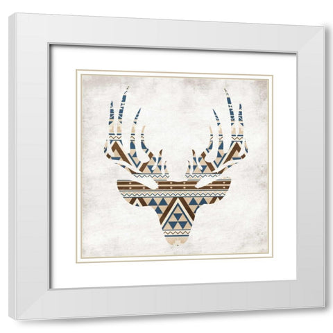 Aztec Deer No Background White Modern Wood Framed Art Print with Double Matting by Grey, Jace