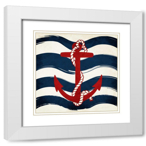 Anchor Waves White Modern Wood Framed Art Print with Double Matting by Grey, Jace