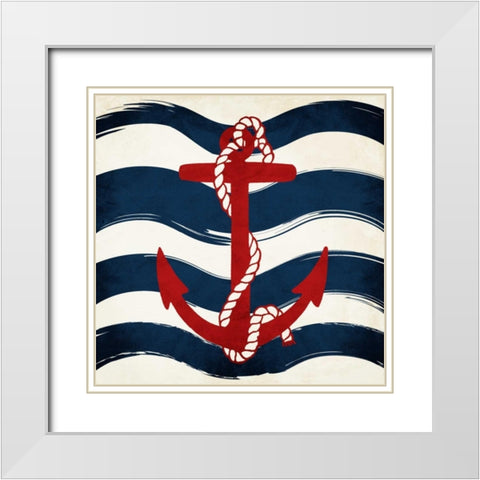 Anchor Waves White Modern Wood Framed Art Print with Double Matting by Grey, Jace