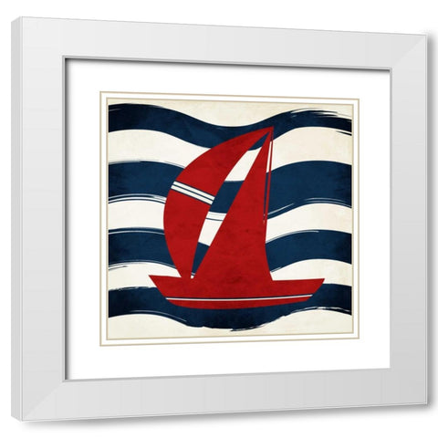 Boat Waves White Modern Wood Framed Art Print with Double Matting by Grey, Jace