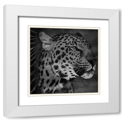 Animal Instincts Black And White Mate White Modern Wood Framed Art Print with Double Matting by Grey, Jace
