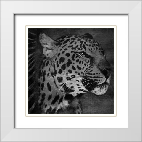 Animal Instincts Black And White Mate White Modern Wood Framed Art Print with Double Matting by Grey, Jace
