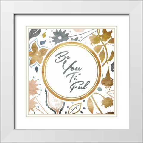 Be You White Modern Wood Framed Art Print with Double Matting by Grey, Jace