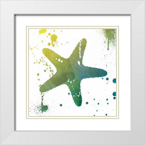 Starfish Splatter White Modern Wood Framed Art Print with Double Matting by Grey, Jace