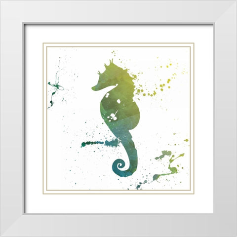Seahorse Splatter White Modern Wood Framed Art Print with Double Matting by Grey, Jace