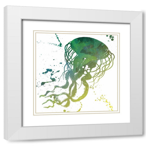 Jellyfish Splatter White Modern Wood Framed Art Print with Double Matting by Grey, Jace