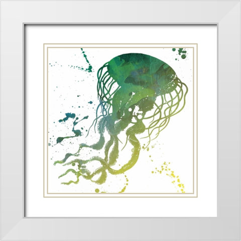 Jellyfish Splatter White Modern Wood Framed Art Print with Double Matting by Grey, Jace