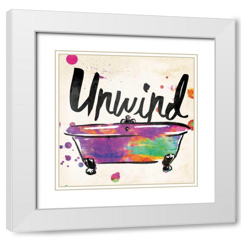 Unwind Colorful Bath White Modern Wood Framed Art Print with Double Matting by Grey, Jace