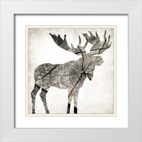 Wood Moose White Modern Wood Framed Art Print with Double Matting by Grey, Jace