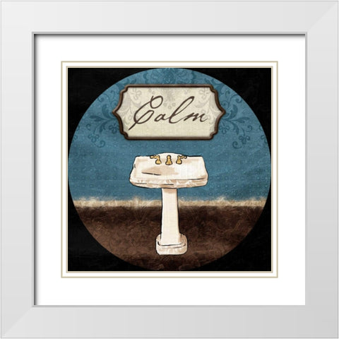 Calm Sink Round White Modern Wood Framed Art Print with Double Matting by Grey, Jace