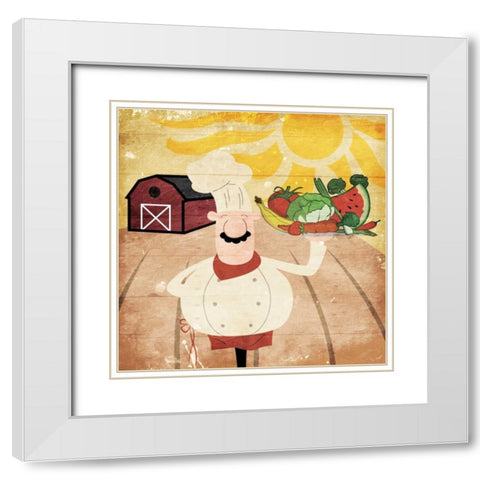 Farming Chef White Modern Wood Framed Art Print with Double Matting by Grey, Jace