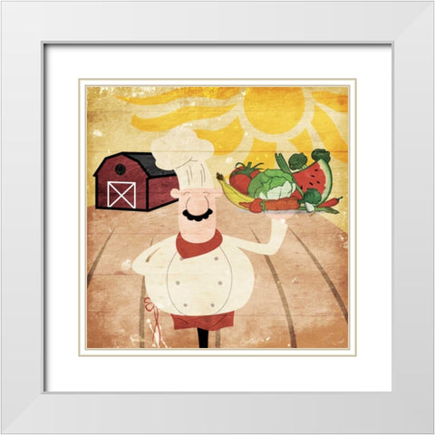 Farming Chef White Modern Wood Framed Art Print with Double Matting by Grey, Jace