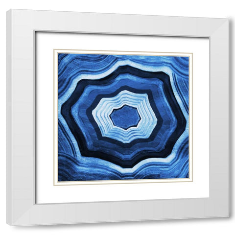 Blue Agate rings White Modern Wood Framed Art Print with Double Matting by Grey, Jace
