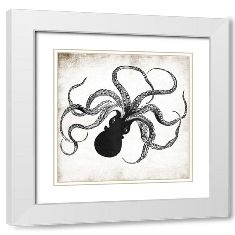 Octopus Ink White Modern Wood Framed Art Print with Double Matting by Grey, Jace