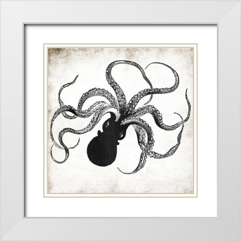 Octopus Ink White Modern Wood Framed Art Print with Double Matting by Grey, Jace