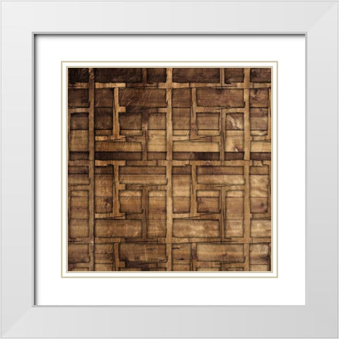 Wood Chip Pattern White Modern Wood Framed Art Print with Double Matting by Grey, Jace