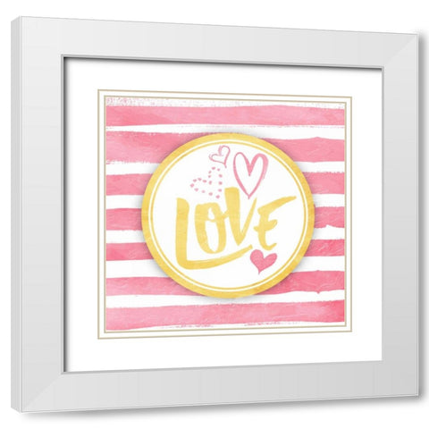 Love Stripes White Modern Wood Framed Art Print with Double Matting by Grey, Jace