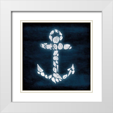 Shell Anchor Deeper Blue White Modern Wood Framed Art Print with Double Matting by Grey, Jace